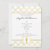Invitation Anniversaire Hippocampe Paillettes Dorées Vague Oc (Devant)