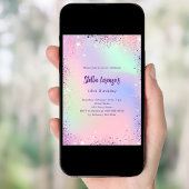 Invitation Anniversaire holographique de parties scintillant