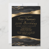 Invitation anniversaire homme Agate Or Noir (Devant)