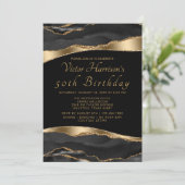 Invitation anniversaire homme Agate Or Noir (Debout devant)
