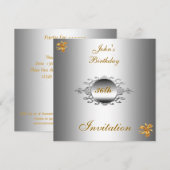 Invitation Anniversaire Homme Argent (Devant / Derrière)