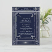 Invitation Anniversaire homme de fête, argent style Gatsby, m (Debout devant)