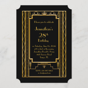 Invitation Anniversaire homme d'invitation, grand Gatsby, noi