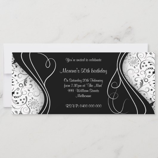 Invitation anniversaire horizontal de 50 ans (Dos)