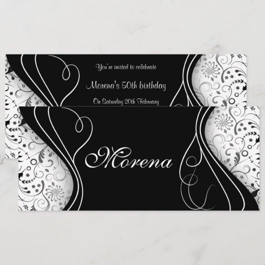 Invitation anniversaire horizontal de 50 ans (Devant / Derrière)