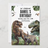 Invitation anniversaire imprimable dinosaure T REX (Devant)