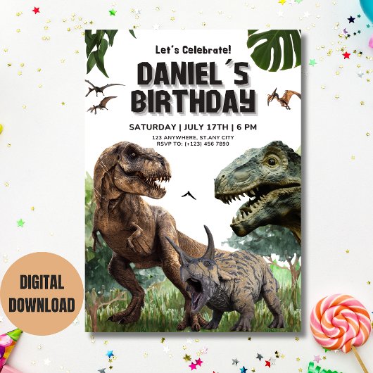 Invitation anniversaire imprimable dinosaure T REX