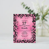 Invitation Anniversaire Imprimé Léopard Rose et Noir Chic (Debout devant)
