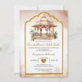 Invitation Anniversaire indien hindou d'or Sukhmani Sahib Paa (Devant)