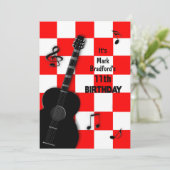 Invitation Anniversaire INSERT Nom/âge Guitare, Rouge/Blanc/N (Debout devant)