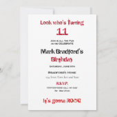 Invitation Anniversaire INSERT Nom/âge Guitare, Rouge/Blanc/N (Dos)