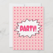 Invitation Anniversaire inspiré comique tramé rose d'art de (Dos)