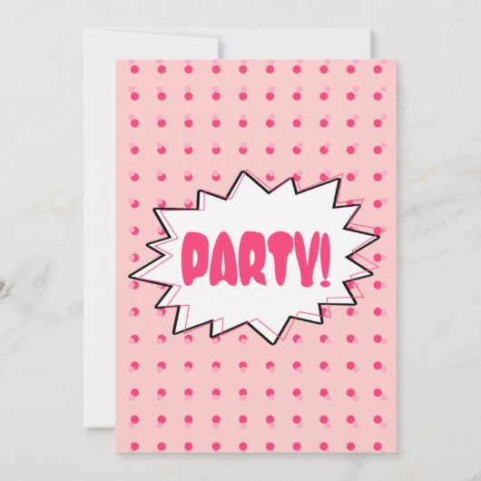 Invitation Anniversaire inspiré comique tramé rose d'art de (Dos)