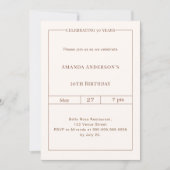 Invitation Anniversaire ivoire simple intemporel (Devant)