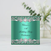 Invitation Anniversaire Jade Green Silver Diamond (Debout devant)