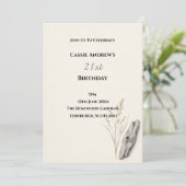 Invitation Anniversaire Jalons Plume Beige (Debout devant)