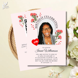 Invitation anniversaire JANUARY Fleur élégante TOU
