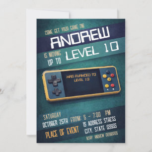 Invitation Anniversaire jeux vidéo rétro personnalisés