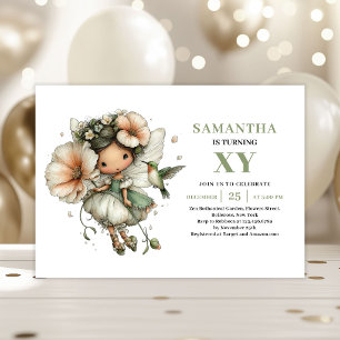 Invitation Anniversaire Jolie Fée Fille Vert Pouss