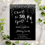 Invitation Anniversaire - Joue À 30 Ans Noir Blanc Argent<br><div class="desc">Invitation du 30e anniversaire. Salutations À 30 Ans ! Design élégant en noir, blanc et faux argent parties scintillant. Il comprend des verres à champagne, des caractères de script et des confettis. Parfait pour une soirée de trentième anniversaire. Personnalisez avec vos propres détails. Peut être customisé pour montrer n'importe quel...</div>