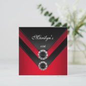 Invitation Anniversaire Joyau de Diamant Rouge Noir (Debout devant)