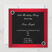 Invitation Anniversaire Joyau de Diamant Rouge Noir (Dos)