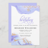 Invitation Anniversaire Juin Alexandrite Watercolor Geode (Devant / Derrière)