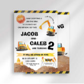 Invitation Anniversaire Jumeaux Thème Construction