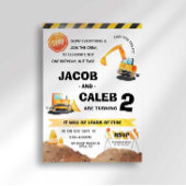 Invitation Anniversaire Jumeaux Thème Construction