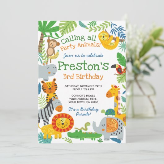 Invitation Anniversaire Jungle (Debout devant)