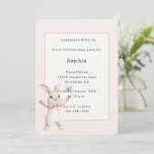 Invitation Anniversaire Lapin Papillon Rose Blush (Debout devant)