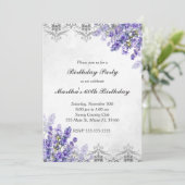 Invitation anniversaire lavande florale argent (Debout devant)