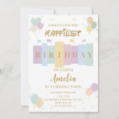 Invitation Anniversaire le plus heureux sur Terre Anniversair (Devant)