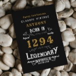 Invitation Anniversaire Légende N'importe quelle année Black<br><div class="desc">Pour ces légendes célébrant leur anniversaire, nous avons l'invitation idéale pour la fête d'anniversaire. L'arrière - plan noir avec un design de typographie vintage blanc et or est simple et élégant avec une touche rétro. Customisez facilement le texte de ce cadeau d'anniversaire en utilisant le modèle fourni. Plus de cadeaux...</div>