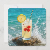 Invitation Anniversaire Lemonade Boire sur un rocher de plage (Devant)