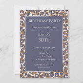 Invitation Anniversaire Leopard Motif-Bleu et Brown- (Devant)