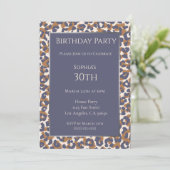 Invitation Anniversaire Leopard Motif-Bleu et Brown- (Debout devant)