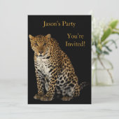 Invitation Anniversaire Leopard Sur Noir (Debout devant)