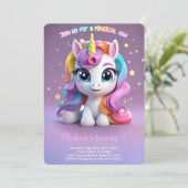 Invitation Anniversaire Licorne Arc-en-ciel (Debout devant)