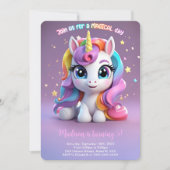 Invitation Anniversaire Licorne Arc-en-ciel (Devant)