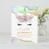 Invitation Anniversaire Licorne Arc-en-Ciel Enfants (Debout devant)