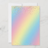 Invitation Anniversaire Licorne Arc-en-Ciel Paillettes Dorées (Dos)