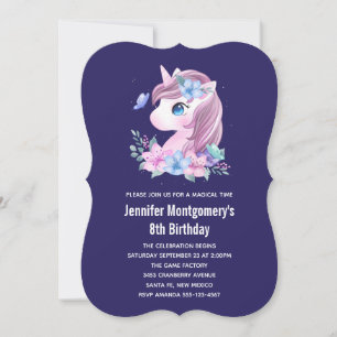 Invitation Anniversaire Licorne Bébé Mignon Aquarelle Magique