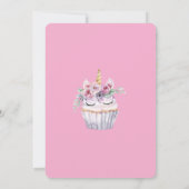 Invitation Anniversaire Licorne Cupcake Fleur Rose (Dos)