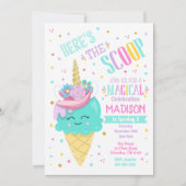Invitation Anniversaire Licorne de Glace Magique (Devant)