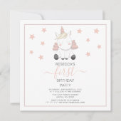 Invitation Anniversaire Licorne Douce Et Étoiles  (Devant)