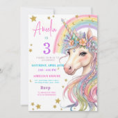 Invitation Anniversaire Licorne Éditable Magique C (Devant)