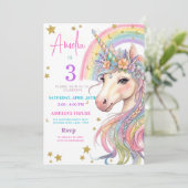 Invitation Anniversaire Licorne Éditable Magique C (Debout devant)