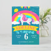 Invitation anniversaire licorne et arc-en-ciel (Debout devant)