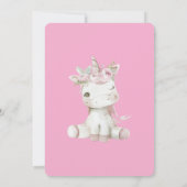 Invitation Anniversaire Licorne Fleurie Rose (Dos)